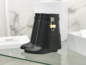 Fortok Givenchy Box Calfskin Shark Lock Ankle Boots Black