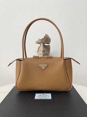 Fortok Prada Medium Leather Handbag Caramel 1BA444 28×16×10.5cm