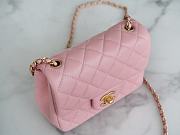 Fortok Chanel Mini Square Flap Bag With Pearl Crush Chain Pink 13x18x7cm - 6