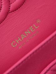 Fortok Chanel Classic Flap Caviar Leather Bag Pink 15.5x25.5x6.5cm - 4