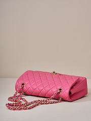 Fortok Chanel Classic Flap Caviar Leather Bag Pink 15.5x25.5x6.5cm - 3