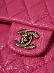 Fortok Chanel Classic Flap Caviar Leather Bag Pink 15.5x25.5x6.5cm - 2