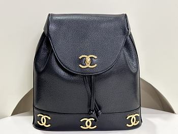 Fortok Chanel Vintage Backpack With Golden Hardware Logo 31x11x39cm