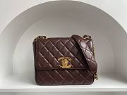 Fortok Chanel Vintage Gold Buckle CF Bag Dark Brown 25x20x9cm - 1