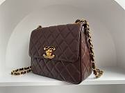 Fortok Chanel Vintage Gold Buckle CF Bag Dark Brown 25x20x9cm - 2