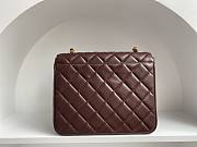 Fortok Chanel Vintage Gold Buckle CF Bag Dark Brown 25x20x9cm - 3