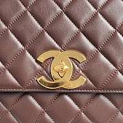 Fortok Chanel Vintage Gold Buckle CF Bag Dark Brown 25x20x9cm - 5