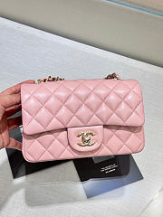 Fortok Chanel Mini Flap Bag Pink 20x13x9cm - 1