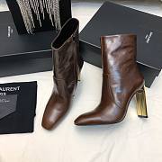 Fortok Saint Laurent Side Zipper Ankle Boots Brown - 4