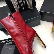 Fortok Saint Laurent Side Zipper Ankle Boots Red - 5