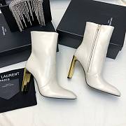 Fortok Saint Laurent Side Zipper Ankle Boots White - 1