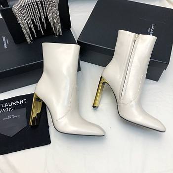 Fortok Saint Laurent Side Zipper Ankle Boots White