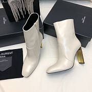 Fortok Saint Laurent Side Zipper Ankle Boots White - 4