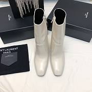 Fortok Saint Laurent Side Zipper Ankle Boots White - 2