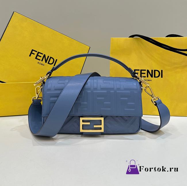 Fortok Fendi Baguette FF Logo Bag in Dark Blue 26x5x13cm - 1