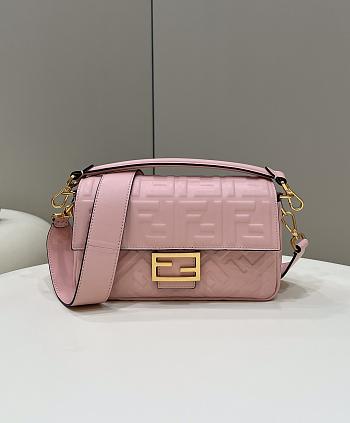 Fortok Fendi Baguette FF Logo Bag in Light Pink 26x5x13cm