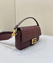 Fortok Fendi Baguette FF Logo Bag in Burgundy 27x5x13cm - 6