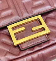 Fortok Fendi Baguette FF Logo Bag in Burgundy 27x5x13cm - 5