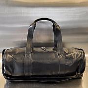 Fortok Bottega Veneta Leather Travel Bag Black 731192 49x22x21.5cm - 1