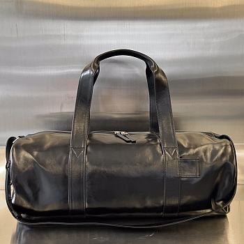 Fortok Bottega Veneta Leather Travel Bag Black 731192 49x22x21.5cm