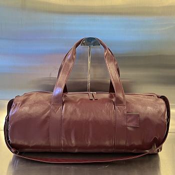 Fortok Bottega Veneta Leather Travel Bag Burgundy 731192 49x22x21.5cm