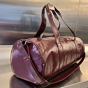 Fortok Bottega Veneta Leather Travel Bag Burgundy 731192 49x22x21.5cm - 2