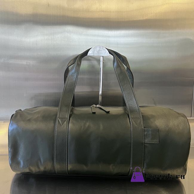 Fortok Bottega Veneta Leather Travel Bag Dark Green 731192 49x22x21.5cm - 1