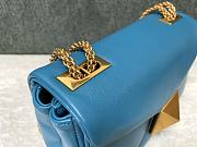 Fortok Valentino One Stud Nappa Bag With Chain Blue 19x14x11cm - 6