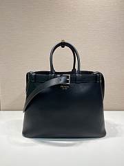 Fortok Prada Buckle Large Black Leather Handbag With Belt 1BA419 44x33x17cm - 1