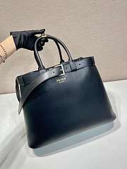 Fortok Prada Buckle Large Black Leather Handbag With Belt 1BA419 44x33x17cm - 6