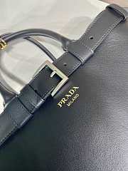 Fortok Prada Buckle Large Black Leather Handbag With Belt 1BA419 44x33x17cm - 5