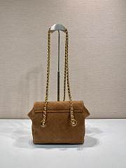 Fortok Prada Brown Quilted Suede Chain Shoulder Bag 1BD600 22x18x6cm - 3