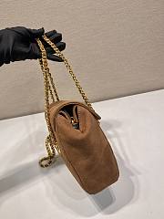 Fortok Prada Brown Quilted Suede Chain Shoulder Bag 1BD600 22x18x6cm - 4