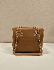 Fortok Prada Chain Shoulder Bag Suede Brown 1BD660 25x26.5x7.5cm - 5