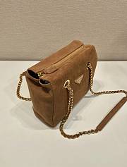 Fortok Prada Chain Shoulder Bag Suede Brown 1BD660 25x26.5x7.5cm - 3