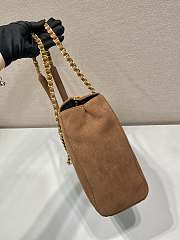 Fortok Prada Chain Shoulder Bag Suede Brown 1BD660 25x26.5x7.5cm - 2