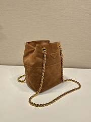 Fortok Prada Quilted Chain Shoulder Bag Suede Brown 1BD601 25x26.5x15.5cm - 3