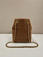 Fortok Prada Quilted Chain Shoulder Bag Suede Brown 1BD601 25x26.5x15.5cm - 4