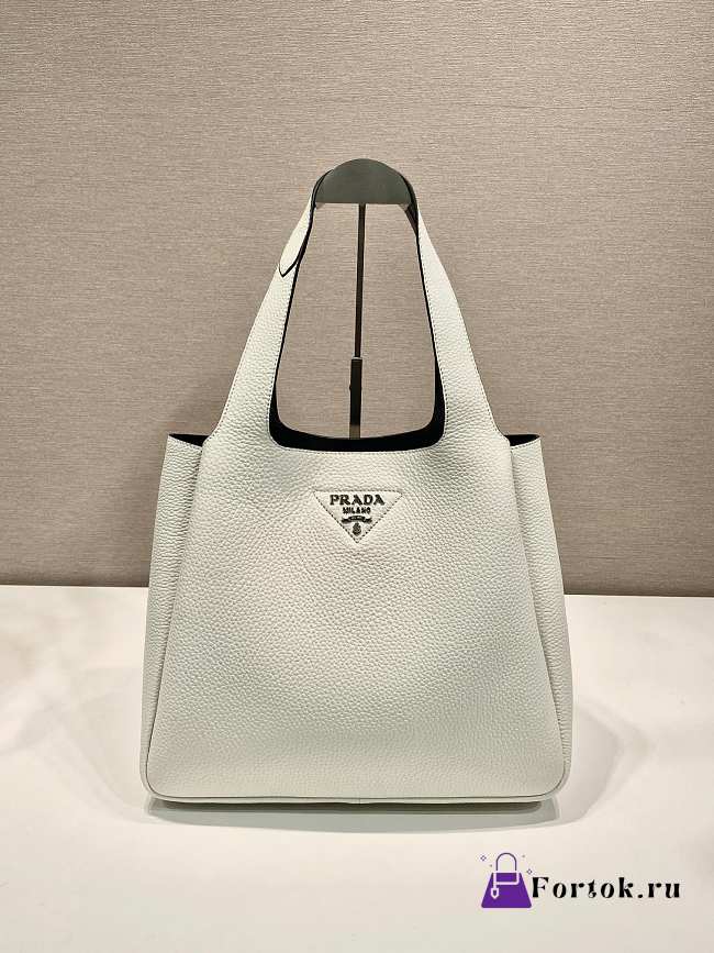 Fortok Prada White Leather Tote Bag 1BG338 32x27x14cm - 1