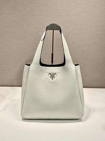 Fortok Prada White Leather Tote Bag 1BG338 32x27x14cm