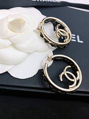 Fortok Chanel Metal Leather CC Earrings - 5