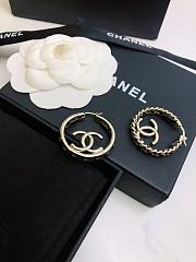 Fortok Chanel Metal Leather CC Earrings - 2