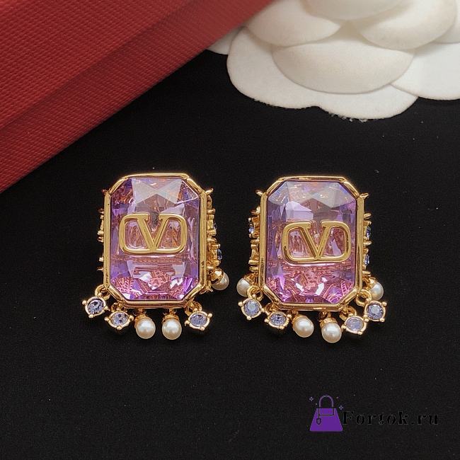 Fortok Valentino Square Purple Earrings VED0267 - 1