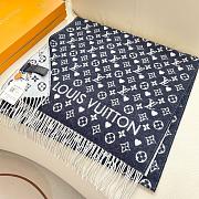 Fortok Louis Vuitton Monogram Scarf Blue & White 45x200cm - 6