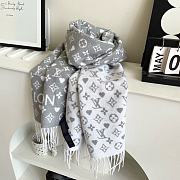 Fortok Louis Vuitton Monogram Scarf Grey & White 45x200cm - 3