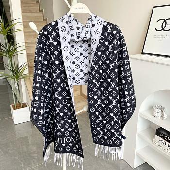 Fortok Louis Vuitton Monogram Scarf Black & White 45x200cm