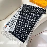 Fortok Louis Vuitton Monogram Scarf Black & White 45x200cm - 3