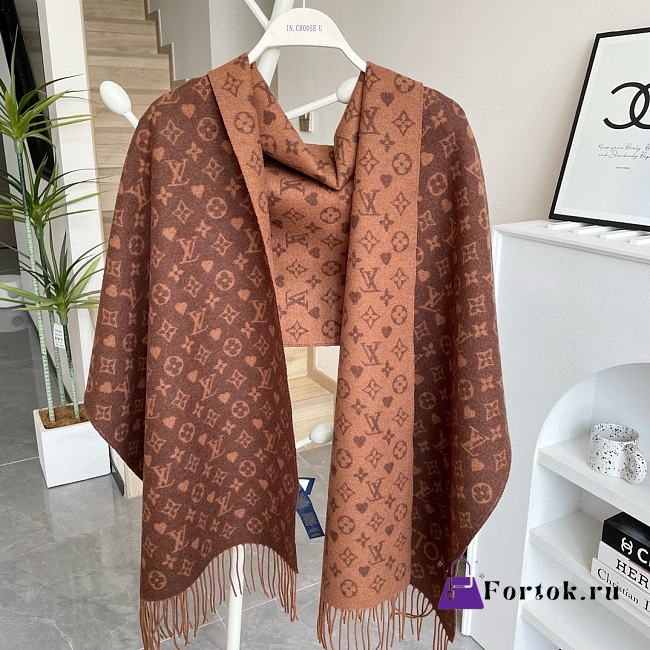 Fortok Louis Vuitton Monogram Scarf Brown 45x200cm - 1