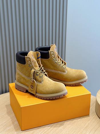 Fortok Louis Vuitton  x Timberland Old Flower Ankle Boots Beige