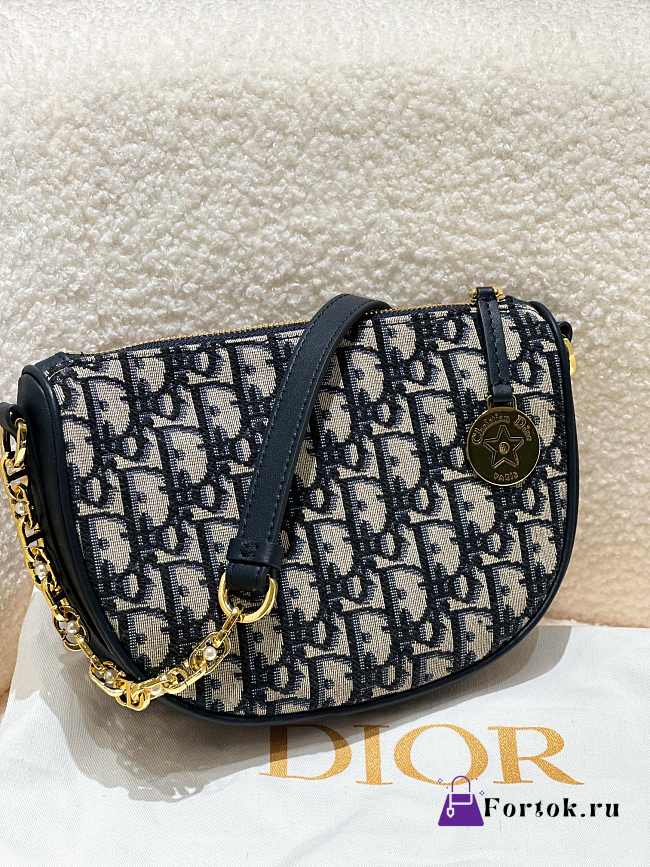 Fortok Dior Callisto Hobo Bag Blue & Beige 29x4x14cm  - 1